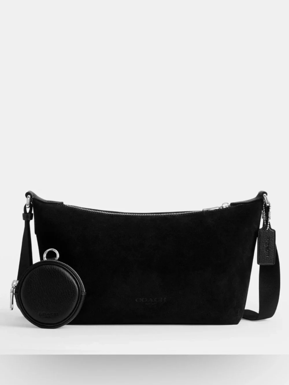 Coach Small Finn Crossbody Bag With Pouch in Black Suede NWT